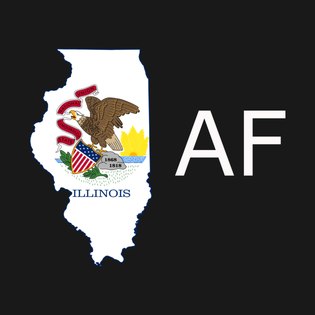 Illinois Flag State Outline AF (white) by Big Term Designs