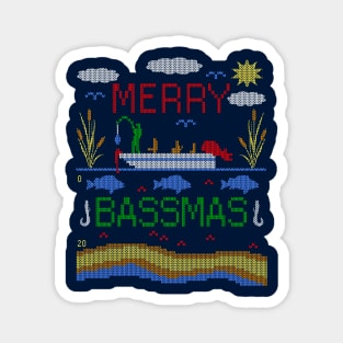 Funny Bass Fishing Merry Bassmas Ugly Christmas Sweater Shirt Magnet