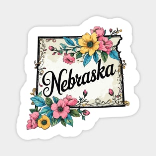 Nebraska Flowers Magnet