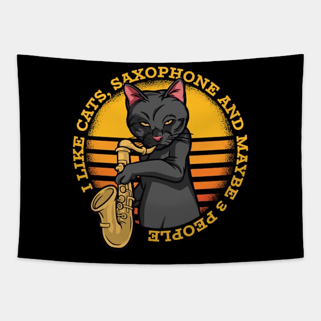 I Like Cats, Saxophone, and maybe 3 people Tapestry by Hamster Design