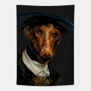 Portrait dachshund in baroque style, anthropomorphic Tapestry