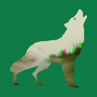 Howling Wolf Forest Glitch - Nature Design T-Shirt T-Shirt