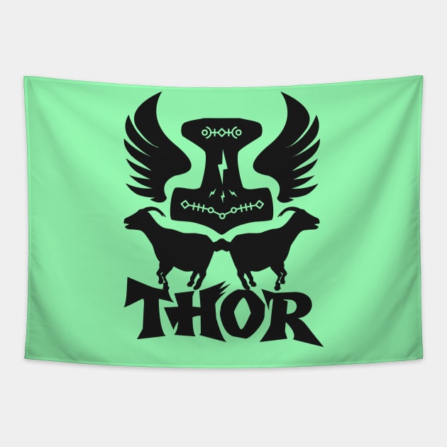 Succeed With THORS MJOLNIR GOATS EMBLEM Tapestry by Odin Asatro