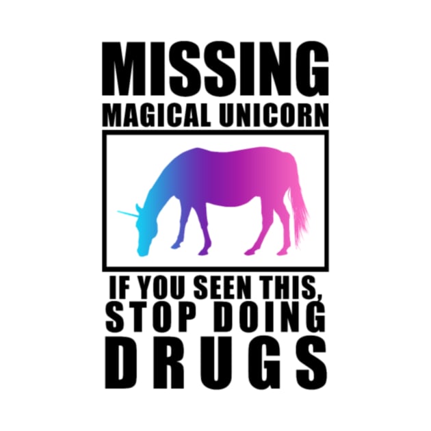 Unicorn Missing colorful horse magic joke idea by Nulian Sanchez