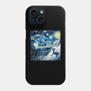 Alpine Skiing Starry Night-Inspired - Winter Sports Phone Case