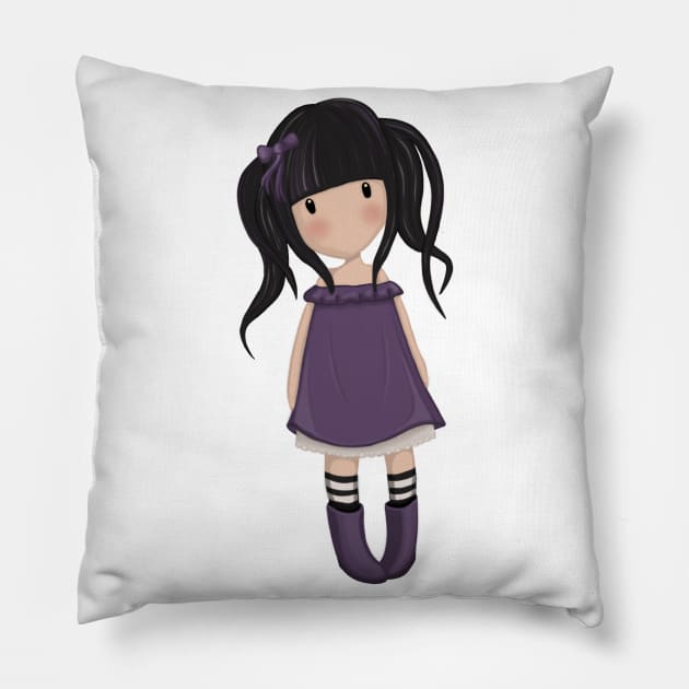 Dolly Girl In Purple Pillow by valentinahramov