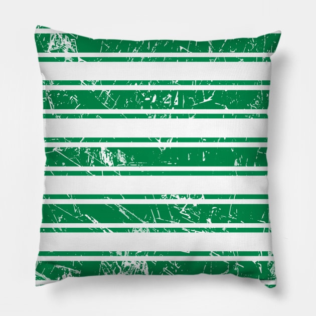 Glasgow Celtic Football Club Green and White Distressed Hooped Design Pillow by MacPean