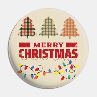 Christmas Tree Checkered Pattern And Christmas Lights Pin