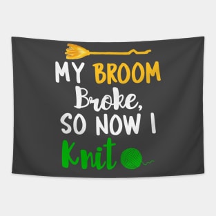 Funny Broom Broke No Knit Design Tapestry