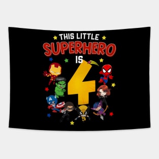 This Little Superhero Is 4 Birthday Superhero 4 Year Old Boy Tapestry