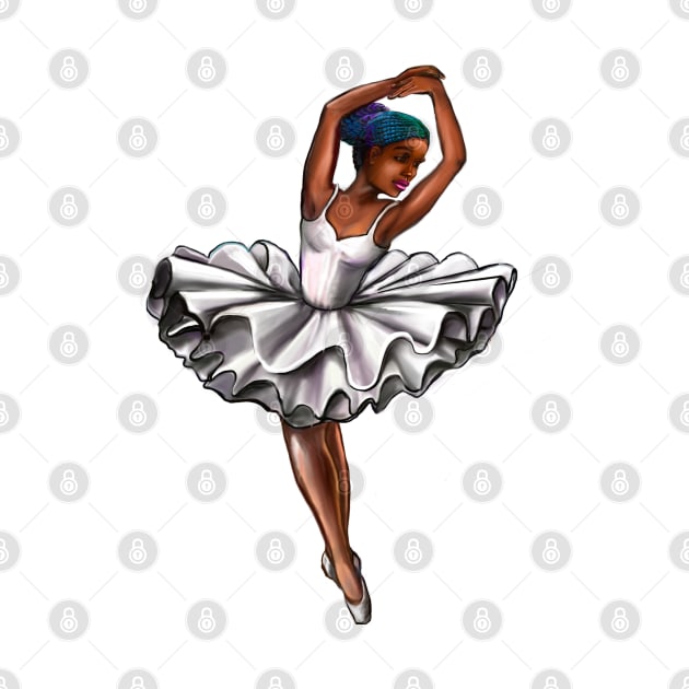 African America ballerina with rainbow corn row hair style #003 - brown skin ballerina by Artonmytee