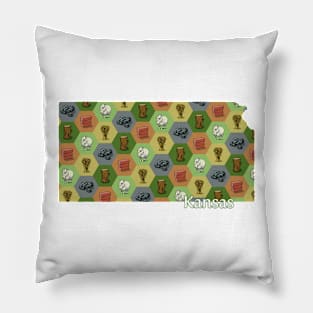 Kansas State Map Board Games Pillow