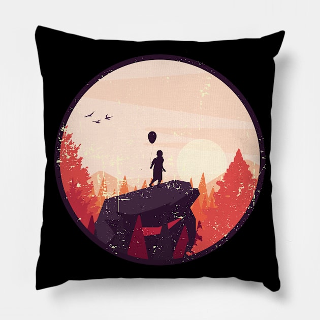 vintage 70s rock climbing style Pillow by Midoart