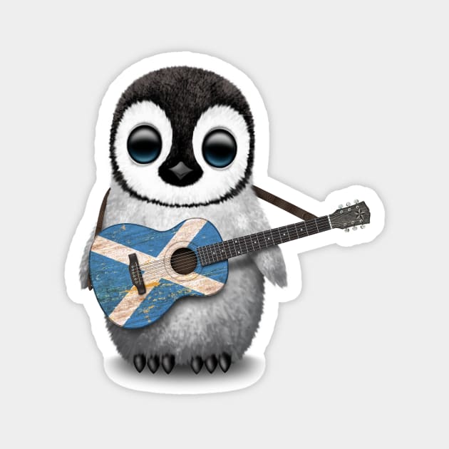 Baby Penguin Playing Scottish Flag Guitar Magnet by jeffbartels