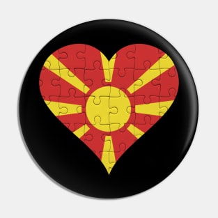 Macedonian Jigsaw Puzzle Heart Design - Gift for Macedonian With Macedonia Roots Pin