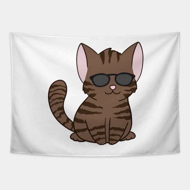 Brown Tabby Cat wearing Sunglasses Tapestry by BiscuitSnack