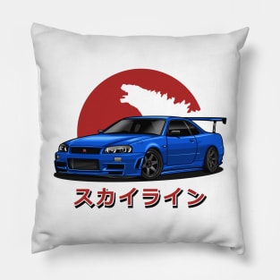 Skyline GTR R-34 (Blue) Pillow