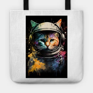 Astronaut Cat in Space Painting Tote