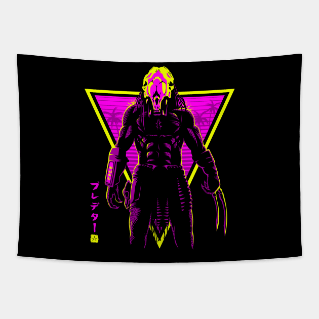 Retro predator Tapestry by albertocubatas