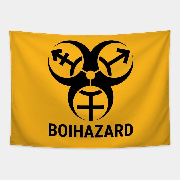 "BOI HAZARD" Trans Biohazard - Black Tapestry by GenderConcepts