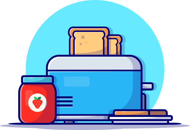 Toaster, Bread And Strawberry Jam Cartoon Vector Icon Illustration Kids T-Shirt by Catalyst Labs