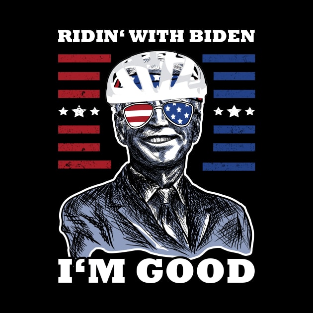 Bicycle Fall trap America Flag Sunglasses Ridin' with Biden I'm Fine by jodotodesign