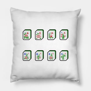Mahjong Quartet Bonus Tiles 麻雀花牌 - Flowers, Seasons | I Love Mahjong | Cantonese Sticker Pillow