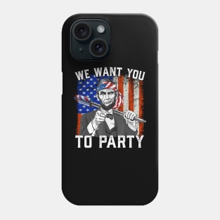 Abraham Lincoln 4th Of July Shirt Men American USA Flag Phone Case