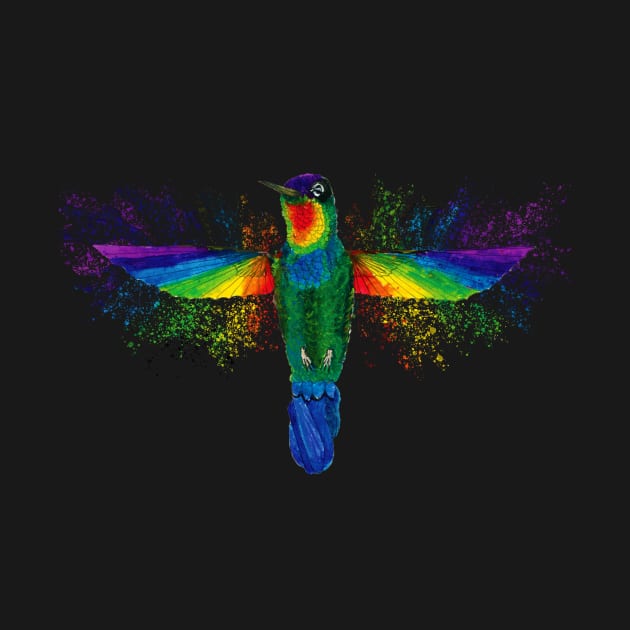 Watercolor Rainbow Hummingbird by mpflies2