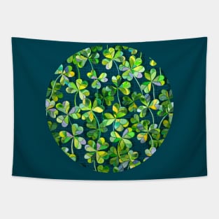 Emerald Green Watercolor Clover Tapestry