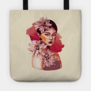 Beautiful portrait design asiatic woman watercolor artistic Tote