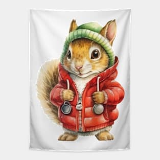 Knitted Christmas Squirrel Tapestry