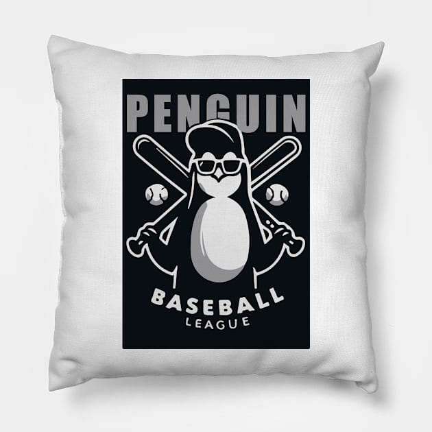 Penguin Baseball Tribute - Penguin Baseball League - Baseball Gift Pillow by TributeDesigns