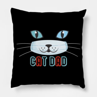 Cat Dad Wearing A Mask Pattern Graphic illustration Pillow