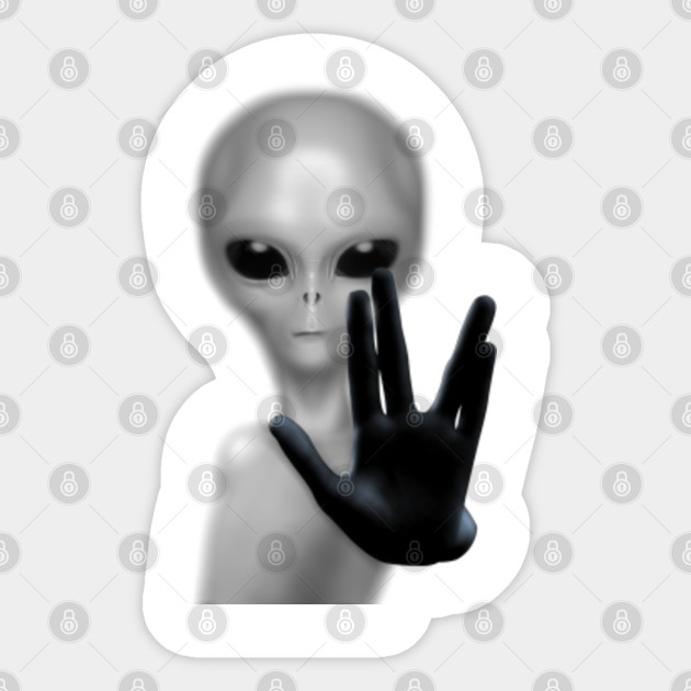 Gray Alien We Come In Peace Alien Peace Sticker Teepublic