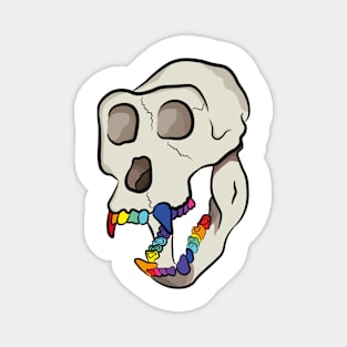 Monkey skull with rainbow teeth Magnet