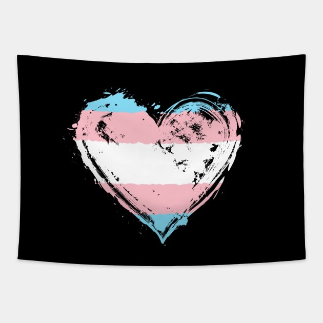 Transgender Pride Heart Flag Trans Awareness Rights Tapestry by BrightGift