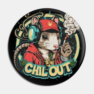 Chill Out: Hip Hop Rat Art Piece Pin