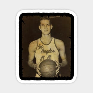 Jerry West - Vintage Design Of Basketball Magnet