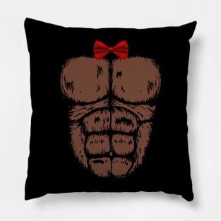 Gorilla Chest with Red Bow tie Funny Halloween  monkey Pillow