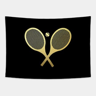 Faux Gold Tennis Rackets Tapestry