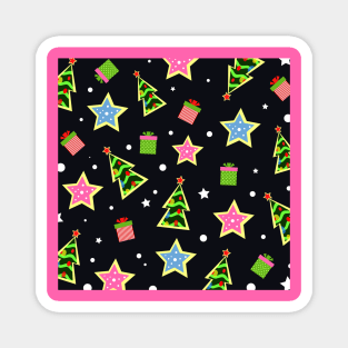 Christmas background. Christmas trees and gifts colorful Magnet