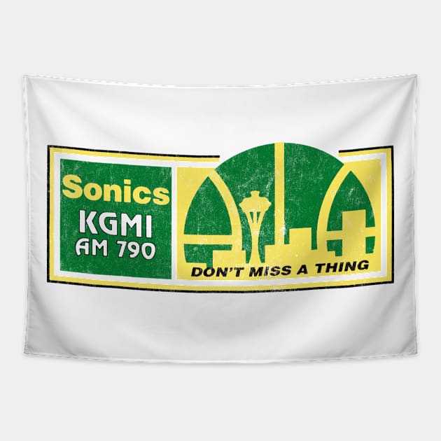 790 AM KGMI Seattle Sonics / Radio Station Logo Tapestry by CultOfRomance