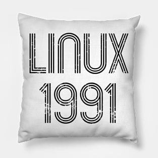 Linux 1991 - Cool Distressed Design for Free Software Geeks Pillow