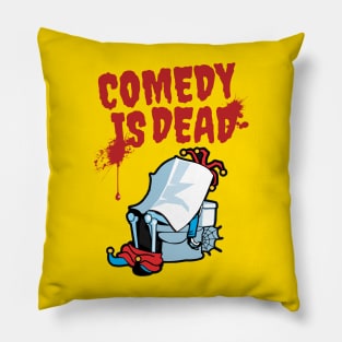 Comedy is Dead- Cartoon of A Jester on the Toilet 2.0 Pillow