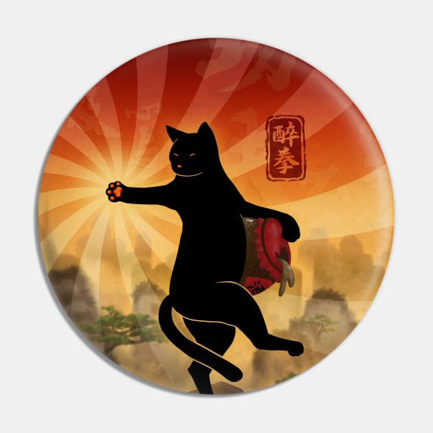 Kung Fu Cat Drunken Fist Pin by Takeda_Art