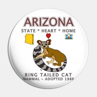 Arizona - Ring Tailed Cat - State, Heart, Home - state symbols Pin