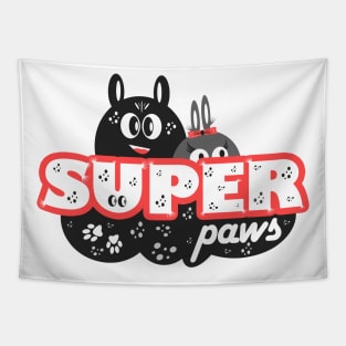 Super Paws - white Tapestry