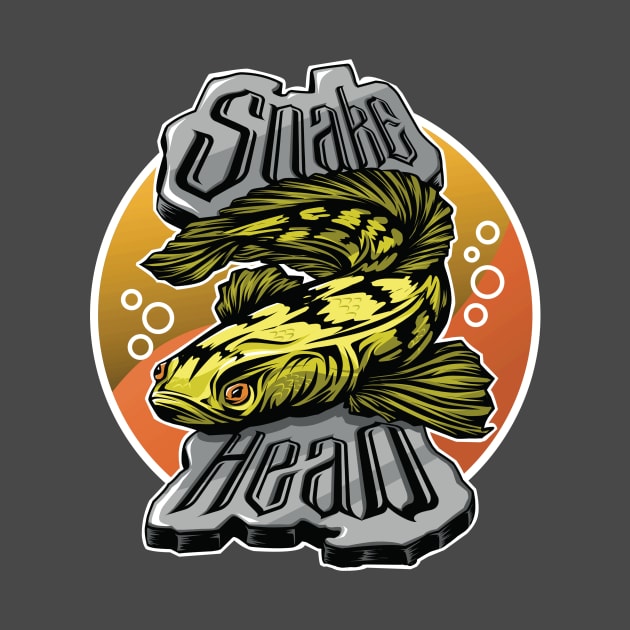 Snake head fish with circle background by Om Fery