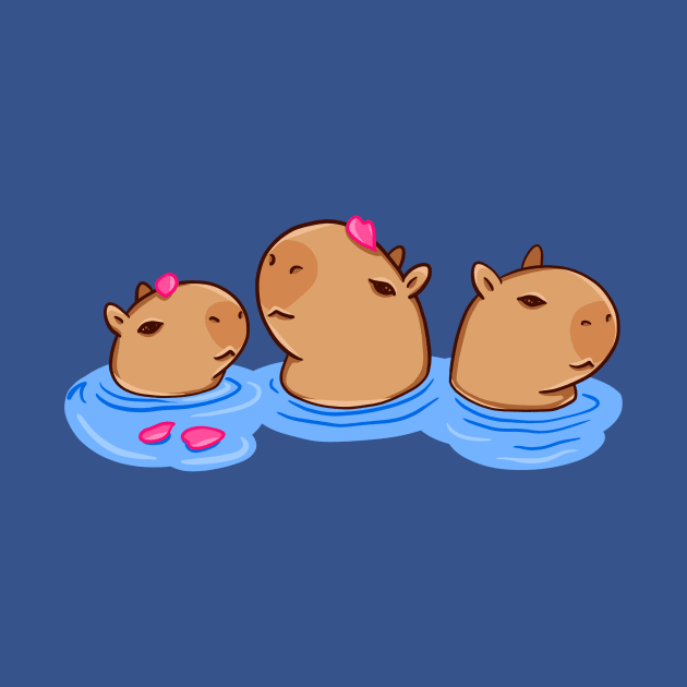 Capybaras in hot bath by manydoodles